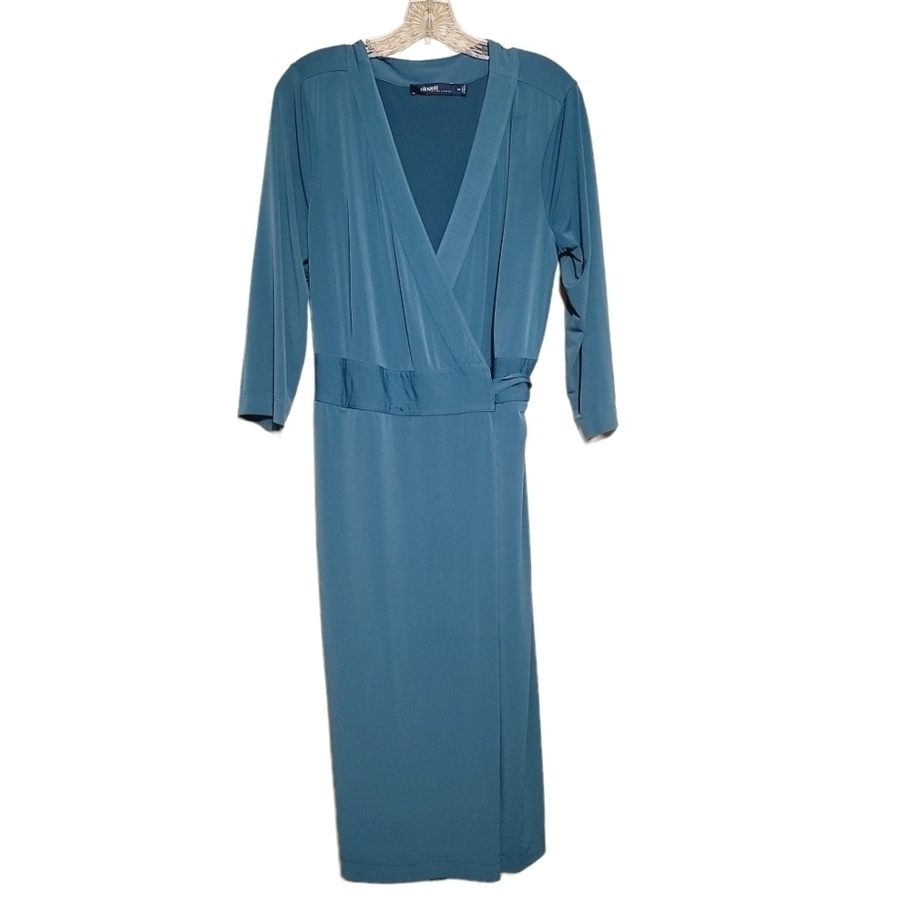 Eloquii by the Limited | Women's Green/Blue Long Sleeve Wrap Dress (Size 18W)
